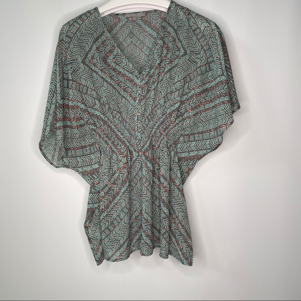 Daniel Rainn Butterfly Geometric Pattern Blouse